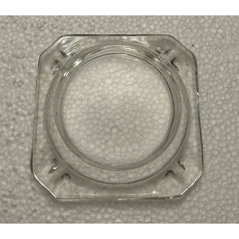 Small Glass Clear Square Ashtray Vintage 3.5”x3.5”